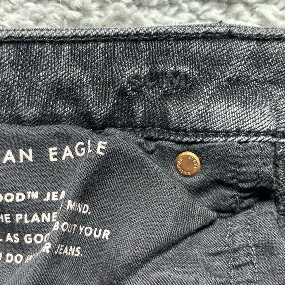 American Eagle Jeans Mens 31 x 32 Slim Airflex 360 Distressed Holes Black Grunge - Picture 3 of 5